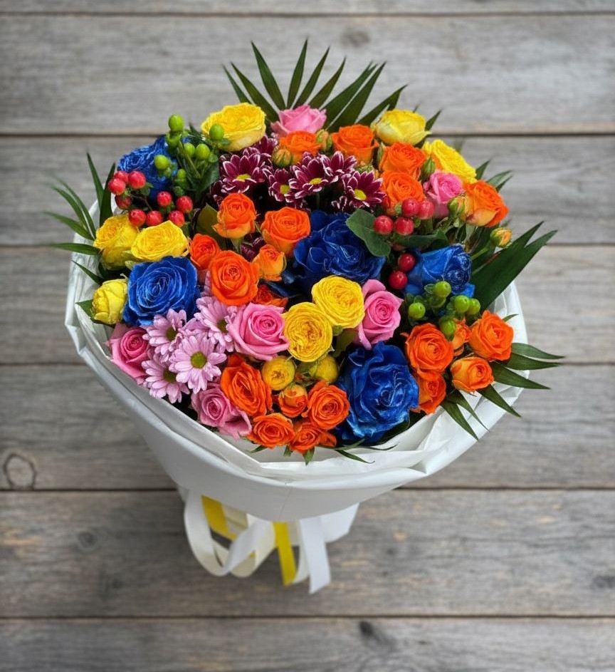 Букет цветов из: Розы и Хризантемы в Частые