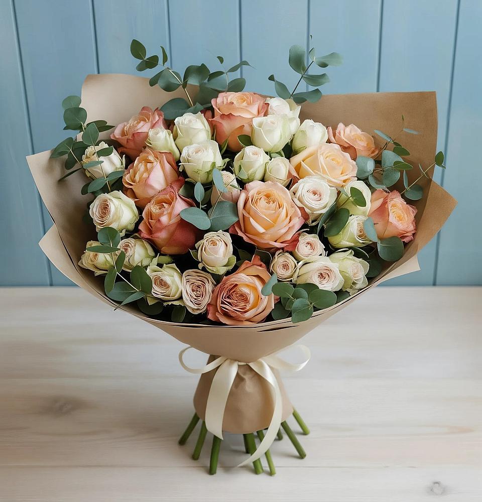 Букет цветов из: Альстромерии и Розы в Частые