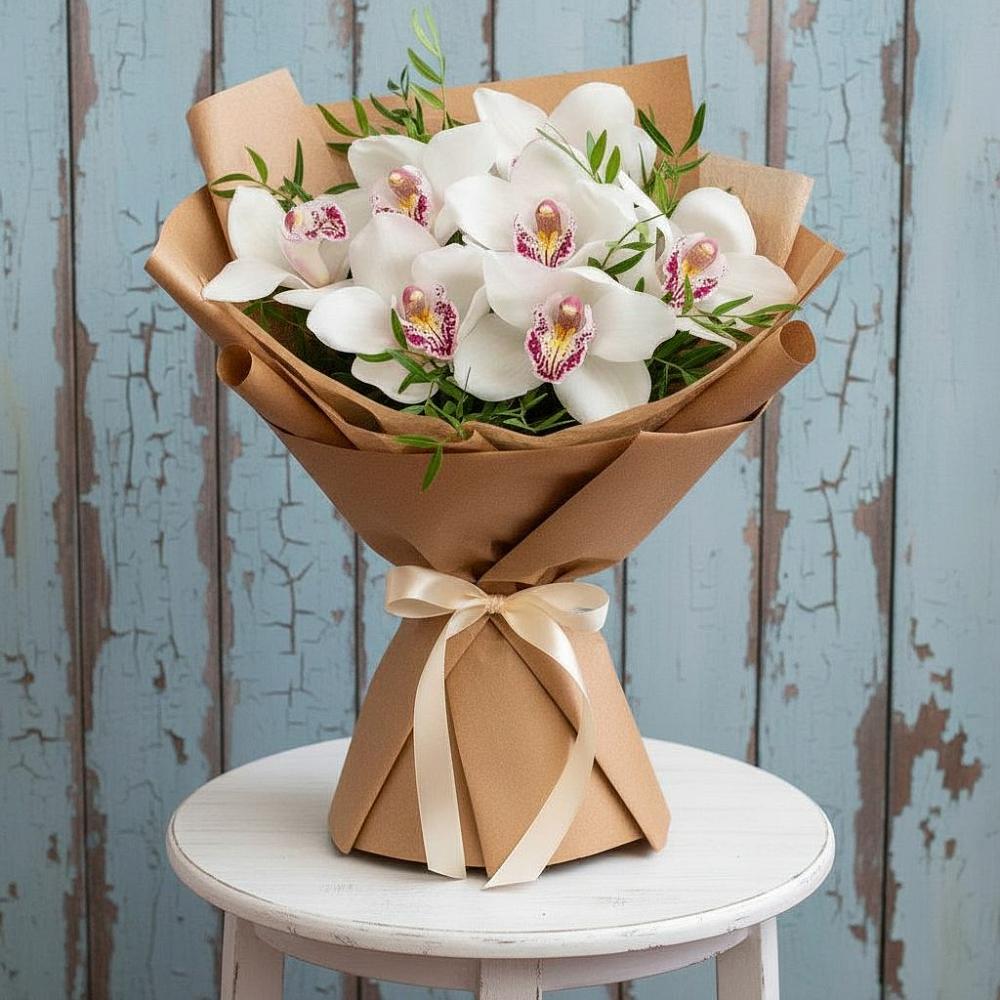 Букет цветов из: Орхидеи и Розы в Частые