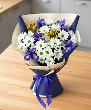 Букет цветов из:  Розы, Ирисы и Хризантемы в Частые