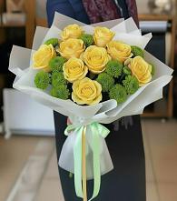 Букет цветов из:  Хризантемы и Розы в Частые