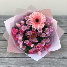 Букет цветов из:  Розы, Герберы и Хризантемы #REPLACE_PRED# Частые