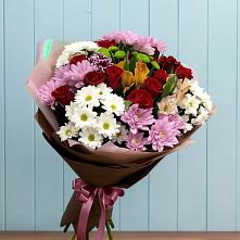 Букет цветов из:  Розы, Хризантемы и Альстромерии в Частые