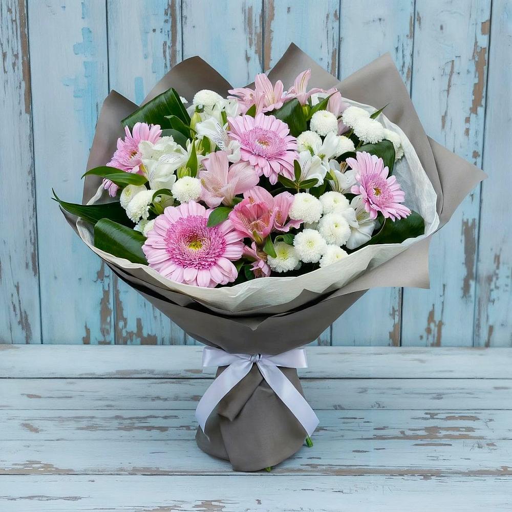 Букет цветов из: Герберы, Альстромерии и Хризантемы в Частые
