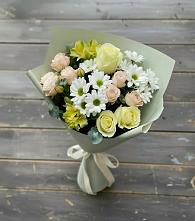 Букет цветов из:  Альстромерии, Розы и Хризантемы в Частые