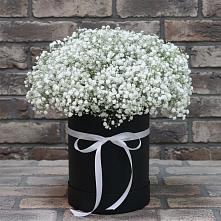 Цветочная композиция из Гипсофила в шляпной коробке в Частые
